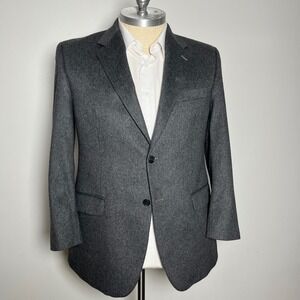 Joseph & Lyman Blazer Mens 42R Grey Solid Cashmere Two Button Sport Coat